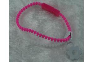 Reißverschluß Armband 19cm rosa/weiß